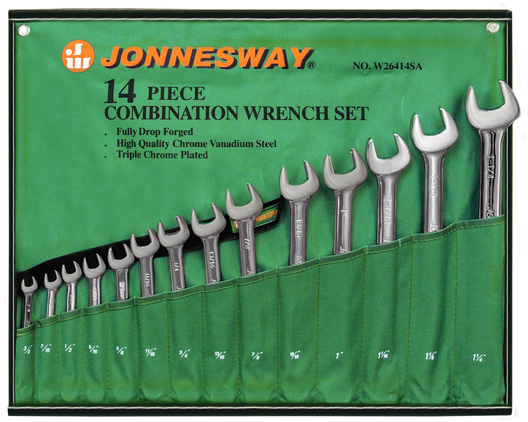 W26414S JONNESWAY Набор комбинированных ключей дюймовых 3/8"-1-1/4", 14 предметов